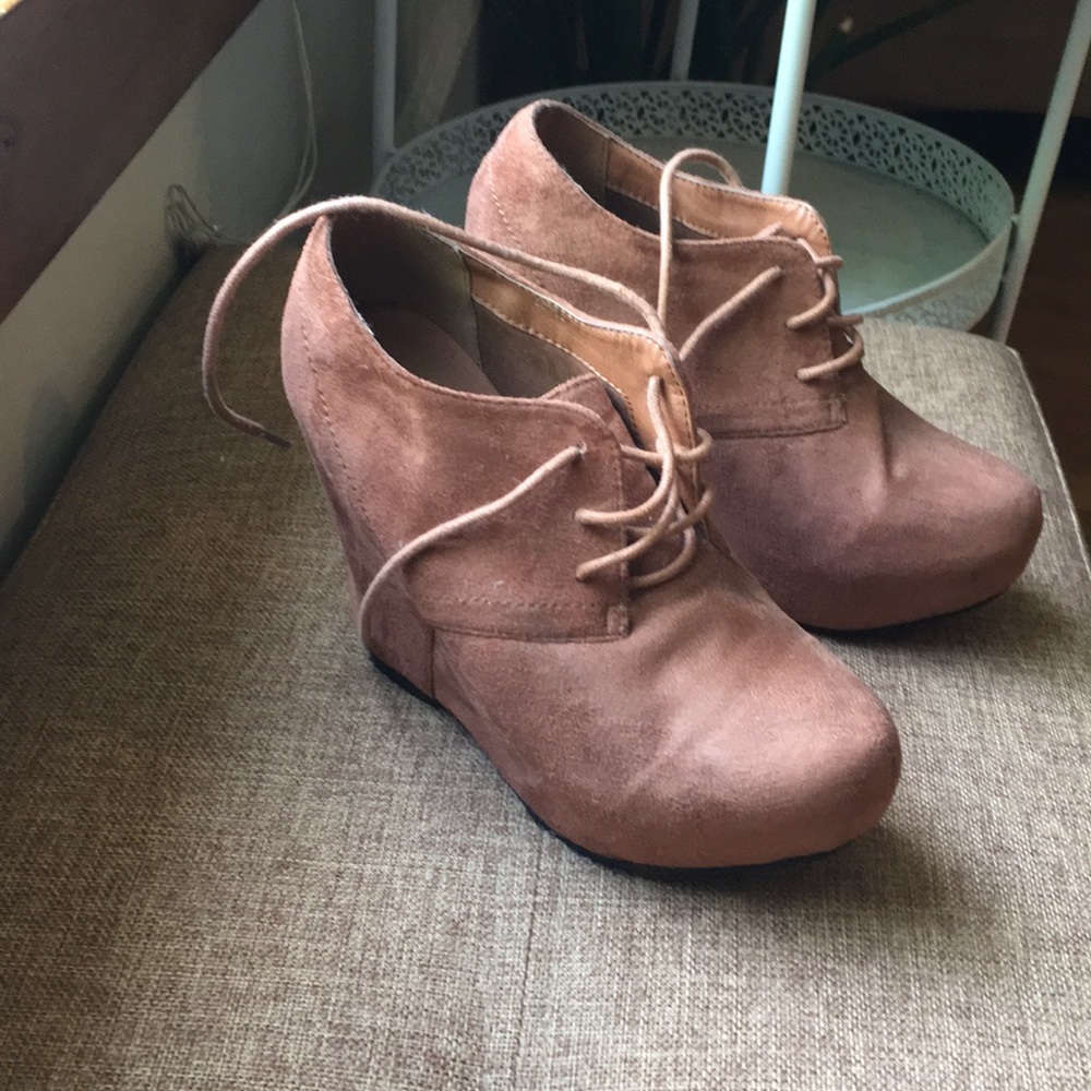 Faux-Suede Lace-Up Booties